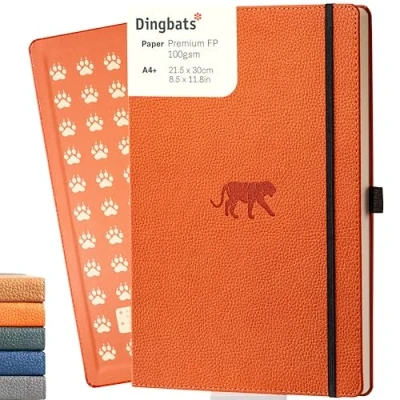 Imagen de Dingbats* Vida Silvestre Cuaderno A4 Punteado Extra Grande Libreta De Tapa Dura Cuero PU Cierre Elástico, Soporte Para Bolígrafos, Marcador