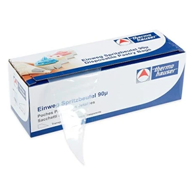 Imagen de Thermohauser 8300017036 100 Mangas pasteleras Desechables (plástico PE), Transparentes, 50,0 x 27,5 0,009 cm, Polietileno