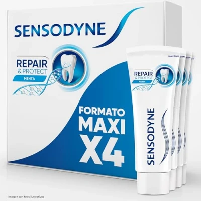 Imagen de Sensodyne Repair &amp; Protect Pastas de Dientes Sabor Menta, Protección y Alivio Frente a Sensibilidad Dental, Pack 4x75ml