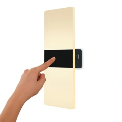 Imagen de VOMI Lámpara de Pared a Pilas Inalámbrica Recargable USB Lámparas Magnéticas Luz con Batería Control Táctil 3 Brillos Ajustables Aplique para Dormitorio Pasillo Escalera