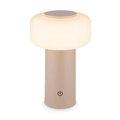 Imagen de BRILONER lampara de mesa sin cable LED IP44 con control táctil, regulable, batería intercambiable, mesita noche cable, recargable, 13x20,6 cm, beige