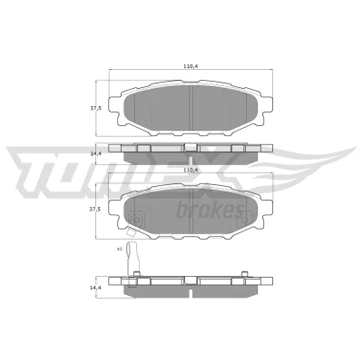 Imagen de TOMEX brakes TX 15 37 Juego de pastillas freno Eje trasero con avisador acústico desgaste SUBARU: Forester II, XV I, IV