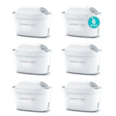 Imagen de Filtros de agua Hydro Pure+ filtrantes compatibles con jarras Brita Maxtra/Maxtra+/PerfectFit/Basics que reducen la cal y el cloro NO REQUIERE ADAPTADOR (Paquete 6)