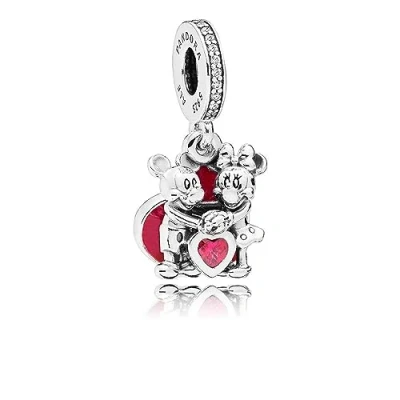 Imagen de Pandora Charm colgante en plata de ley Minnie y Mickey con Amor 797769CZR