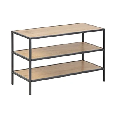 Imagen de AC Design Furniture Jörn Mueble Zapatero con 2 Estantes, Aspecto Roble Silvestre y Metal Negro, Zapatero, Muebles de Entrada, Al: 50 x An: 77 P: 35 cm
