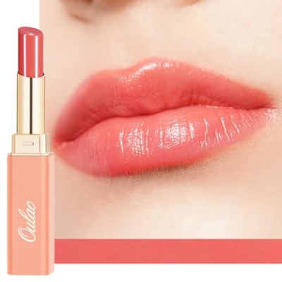 Imagen de Oulac 2 in 1 Pintalabios y Bálsamo Labial Coral Brillante Hidratante, Enriquecido Con Aceite de Rosa,Acabado para Labios Secos, Agrietados Dañados,Vegan, (04)