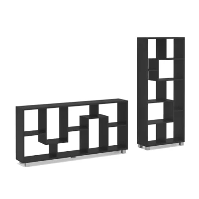 Imagen de Skraut Home Estantería de Diseño 161 x 69 25 cm Librería Vertical u Horizontal Modelo ZIGZag Fácil Montaje Muy Resistente Madera Negra