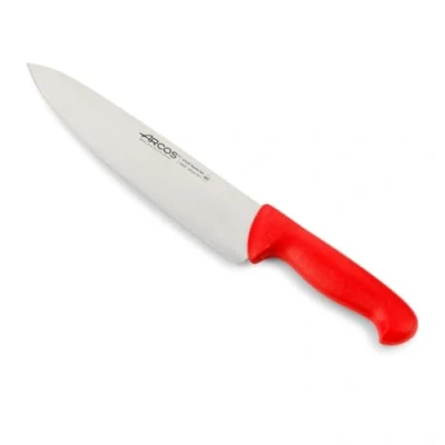 Imagen de Arcos Cuchillo Cheferies 2900 Acero Inoxidable Nitrum 10&quot; Mango Polipropileno Rojo istema Identificación Color Plateado Esencial Cocina Resistente y Higiénico (7&#039;&#039;)