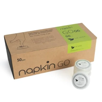 Imagen de Napkin Creho Toallitas The Verde humedecidas GO 06, 100% Viscosa Natural y Biodegradable, Blanco, capsula, 50