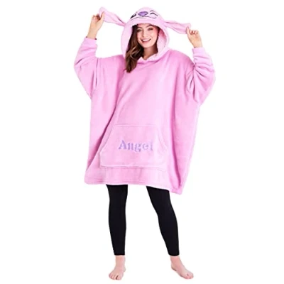 Imagen de Disney Stitch Sudadera Mujer Manta con Capucha de Forro Polar, Talla Única, Oversize Regalos para (Rosa Ángel)