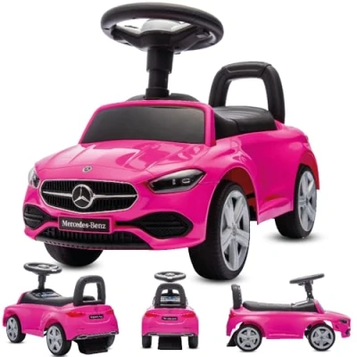 Imagen de sun baby Coche de Empuje Mercedes C Class, para Niños a Partir 1 año, Volante con Audio, Asiento Respaldo, Espacio portaobjetos bajo el Asiento, protección antivuelco (Rosa)