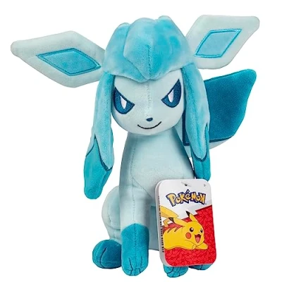 Imagen de peluche Pokémon Glaceon de 8 pulgadas, con licencia oficial, juguete calidad y suave, evolución Eevee, añade a tu colección. Gran regalo para niños fans Pokemon