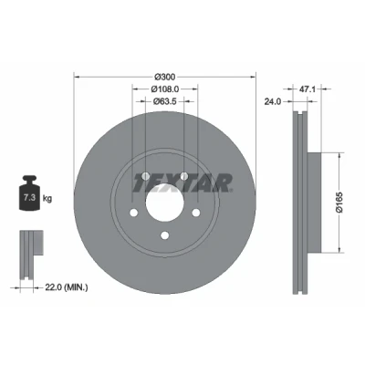 Imagen de TEXTAR PRO 92109603 Disco de freno FORD: MONDEO 3 Stufenheck, 3, Kombi, JAGUAR: X Type Familiar, Berlina