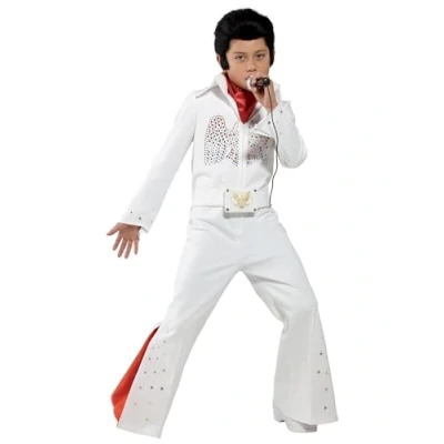 Imagen de Smiffys Disfraz de Elvis, Blanco, con mono y bufanda