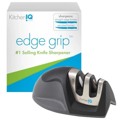 Imagen de KitchenIQ Edge Grip 2 Stage Afilador de Cuchillos, Ceramica+Acero Inoxidable+plastico, Negro