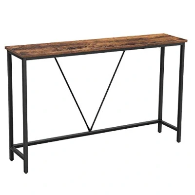 Imagen de Vasagle Consola, Mesa de Entrada, Marco Acero Estable, para Dormitorio, Salón, Estilo Industrial, Marrón Rústico y Negro, Madera ingeniería aleado, 120 x 23 74