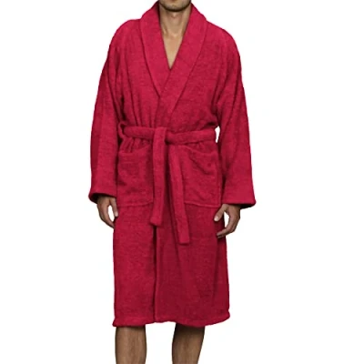 Imagen de Superior Albornoz de algodón felpa, pequeño, Unisex, Color Rojo burdeos