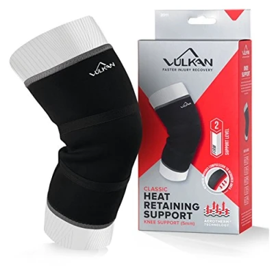 Imagen de Vulkan Rodillera clásica de neopreno, manga compresión contorneada transpirable, soporte y estabilidad, ideal para lesiones rodilla, esguinces, tensiones tendones ligamentos, XS,