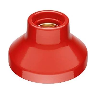 Imagen de ledscom.de Plafón/portalámpara ELEKTRA, porcelana, rojo brillante, 1x E27 máx. 300W, Diseño de barra, lámpara ambiente, Casquillo E27, 1 luz, Tendencia, Cocina, Mesa comedor,