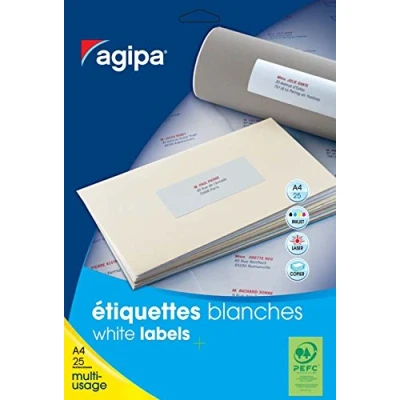 Imagen de Apli Agipa Bolsas adhesivas blancas multiusos Esquinas redondeadas 50 x 20 mm Certificado FSC 1400 etiquetas