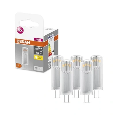 Imagen de OSRAM Lámpara LED Star PIN, G4 base, vidrio transparente ,Blanco cálido (2700K), 200 Lumen, sustituto de 20W iluminante 5 paquete