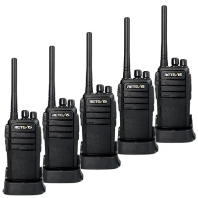 Imagen de Retevis RT21 Radio Bidireccional Largo Alcance, Walkie Talkie Recargable, Portátil de Mano para Adultos Cámping Comunicación(Negro, 5 Piezas)