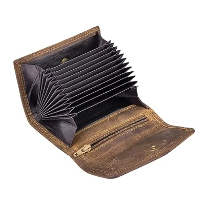 Imagen de STILORD &#039;Holden&#039; Cartera de Cuero para Tarjetas Crédito Mini Billetera RFID Hombre Pequeño Monedero Genuino en Elegante Caja Regalo, Color:marrón Medio