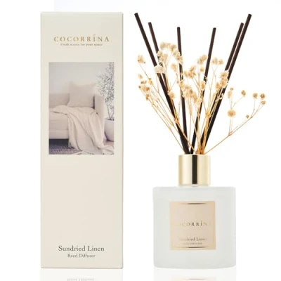 Imagen de COCORRÍNA 200ml Difusor de Varillas con Flores secas/Lino Seco/Ambientadores Hogar, Ambientador Varillas/difusor Aromas/para Decoración Baños y Estanterías