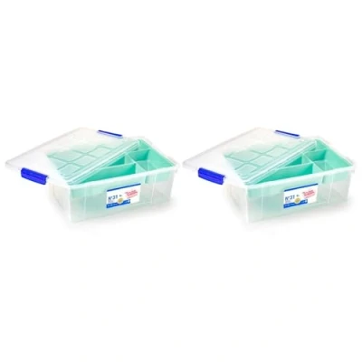 Imagen de AC Pack de 2 Cajas ordenación N.º 31 Contenedor para almacenar Juguetes, Libros, Ropa, Mantas Capacidad 9 litros Dimensiones Aprox.: 14 x 37 26 cm Color Aleatorio