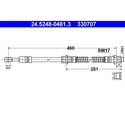 Imagen de ATE 24.5248 0461.3 Latiguillos de Freno 460 M10x1 VOLVO: V40 Familiar, S40 I, MITSUBISHI: Carisma Hatchback