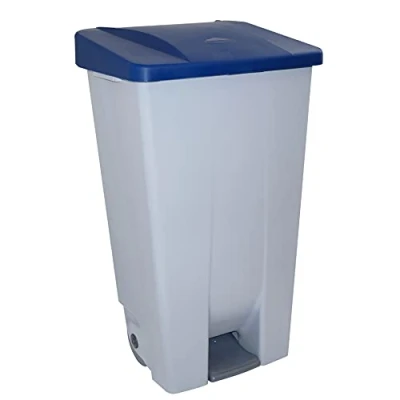 Imagen de Denox 23400 Contenedor basura selectivo con pedal y ruedas, color azul, talla 120 L