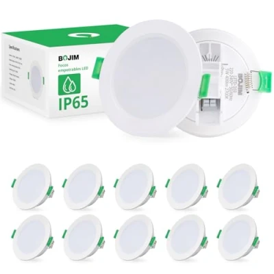 Imagen de Bojim Foco Empotrable LED Techo 5W, 10x IP65 Ojos de Buey 400 Lumen Blanco Neutro 4000K 80Ra, Downlight Ultrafino 35mm Para Cocina Dormitorio Baño, Agujero 68 80mm, ángulo del haz 120