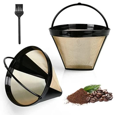 Imagen de AOMIG 2 Piezas Filtro Reutilizable para Café, Permanente café nº4, Malla Cafeteras de Goteo, Apto la mayoría las máquinas