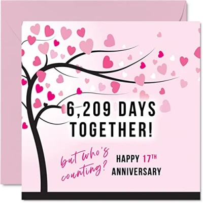 Imagen de Stuff4 Divertida tarjeta de 17 aniversario para esposa o esposo 6209 días juntos Regalos I Love You, tarjetas feliz boda pareja, felicitación 145 mm