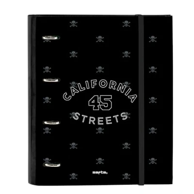 Imagen de Safta CALIFORNIA Carpeta 4 Anillas de 35 cm con 100 Hojas A4, Ideal para Niños Diferentes Edades, Cómoda y Versátil, Calidad Resistencia, 27x3.5x32 cm, Color Negro