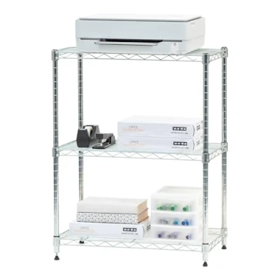 Imagen de Iris Ohyama, Estanterías/Muebles de almacenaje/Estantería varias caras/Estantería metálica con 3 estantes, Altura ajustable, Industrial, Cocina, Garaje Metal Rack MR NS3 Plata