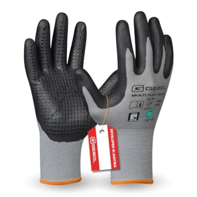 Imagen de Gebol Multi Flex Touch Guantes de trabajo para pantalla táctil nitrilo con botones hombre y mujer Talla M (Gr 8) Gris 1 par