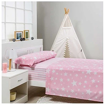 Imagen de COTTON ARTean Juego de sabanas Infantil/Juvenil GIVETTE Pink Cama 105 x 190/200. 50% ALGODÓN Poliester. Color Rosa