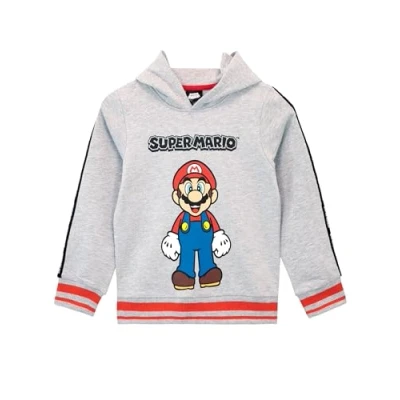Imagen de Super Mario Sudadera Bros con Capucha de Sudaderas para niño Gris 8 9 Años