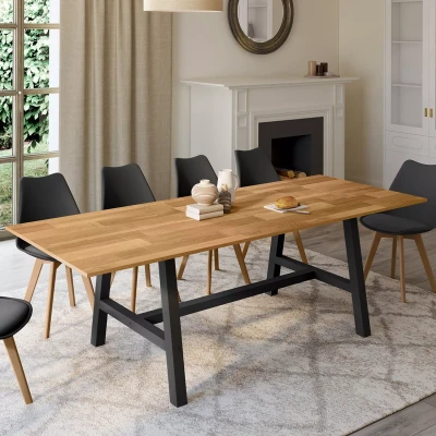 Imagen de Table à manger extensible rectangulaire bois et noir