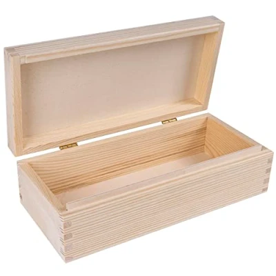 Imagen de Creative DECO Larga Caja Madera para Decorar 24 x 11,3 7,2 cm con Tapa y Cerradura Decoración Almacenaje Herramientas Decoupage Objetos de Valor Juguetes