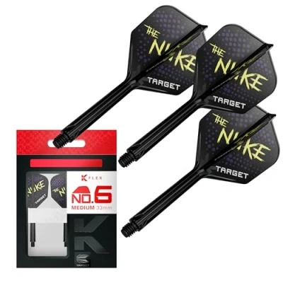 Imagen de TARGET Darts Luke Littler K Flex Sistema de plumas y eje, n.º 6 mediano (33 mm), paquete 3 vuelos Kflex todo en uno, accesorios dardos vástago
