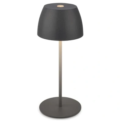 Imagen de BRILONER Mini lámpara LED de sobremesa inalámbrica IP44 táctil, con regulación continua la intensidad luz, recargable, 8x20 cm (DxH), antracita