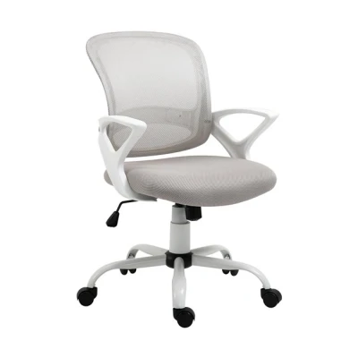 Imagen de Vinsetto Silla de Oficina Escritorio Basculante con Altura Ajustable Asiento Giratorio 360 y Soporte Lumbar Malla Transpirable 61x61x89 99 cm Gris