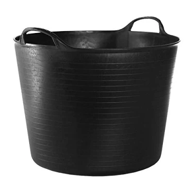 Imagen de Red HOG Contenedor Cubo Cesta Flexible Multifuncional, para Hogar, Establo, Jardín, Garaje, Animal, Construcción, Almacenamiento, Transporte, Lavado, Capacidad de Elevación Hasta 120kg, 42L Negro