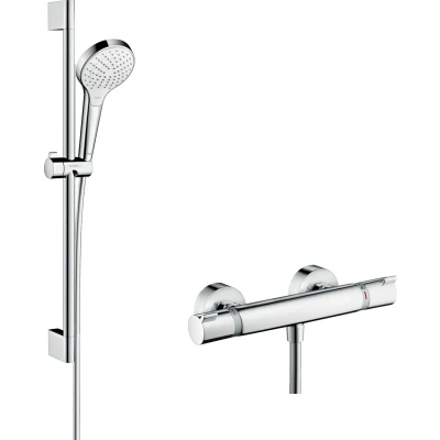 Imagen de Hansgrohe 27013400 Croma Select S Vario combinación de set ducha y termostato, 0,65m, 3 tipos chorro, blanco/cromo
