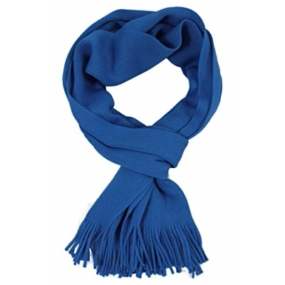 Imagen de Rotfuchs bufanda tejida color liso hombre mujer azul 100% lana merino