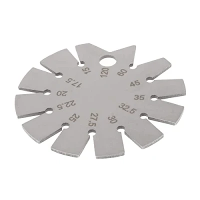 Imagen de Carkio Acero inoxidable Bevel Gauge, calibre Axe Angle Round Shape Knife Range 15 120 Gage Tools