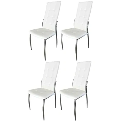Imagen de Miroytengo Pack 4 Sillas Comedor Laci Estilo Moderno Polipiel Cromadas Blanco 101x51x45 cm