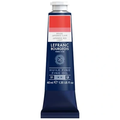 Imagen de Lefranc Bourgeois 301761 Pintura al óleo fina, calidad, resistente a la luz y de consistencia uniforme, tubo 40ml, ideal para lienzos tableros pintura, Rojo japones claro
